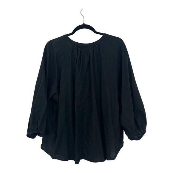 A New Day Womens Size L Black Linen Blend Boho Tunic Top - Picture 3 of 4